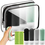 Kelioniniai kosmetikos indeliai su kosmetine